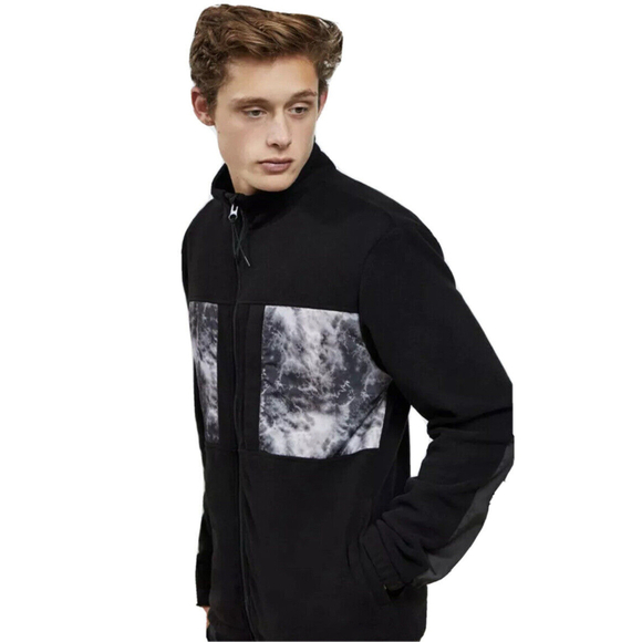 New PacSun Full Zip Polar Fleece Zip Up Hoodie Jacket Men's Black L - Picture 2 of 12